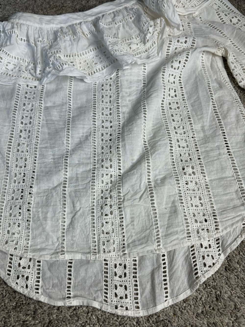 Veronica Beard Cruz Eyelet One-Shoulder Ruffle Top 4 small white cotton cottage - Picture 5 of 12